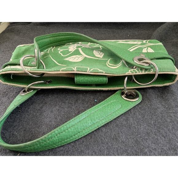Tommy Hilfiger Green Denim Floral Women`s Handbag Used Y2K 90s - Picture 11 of 12